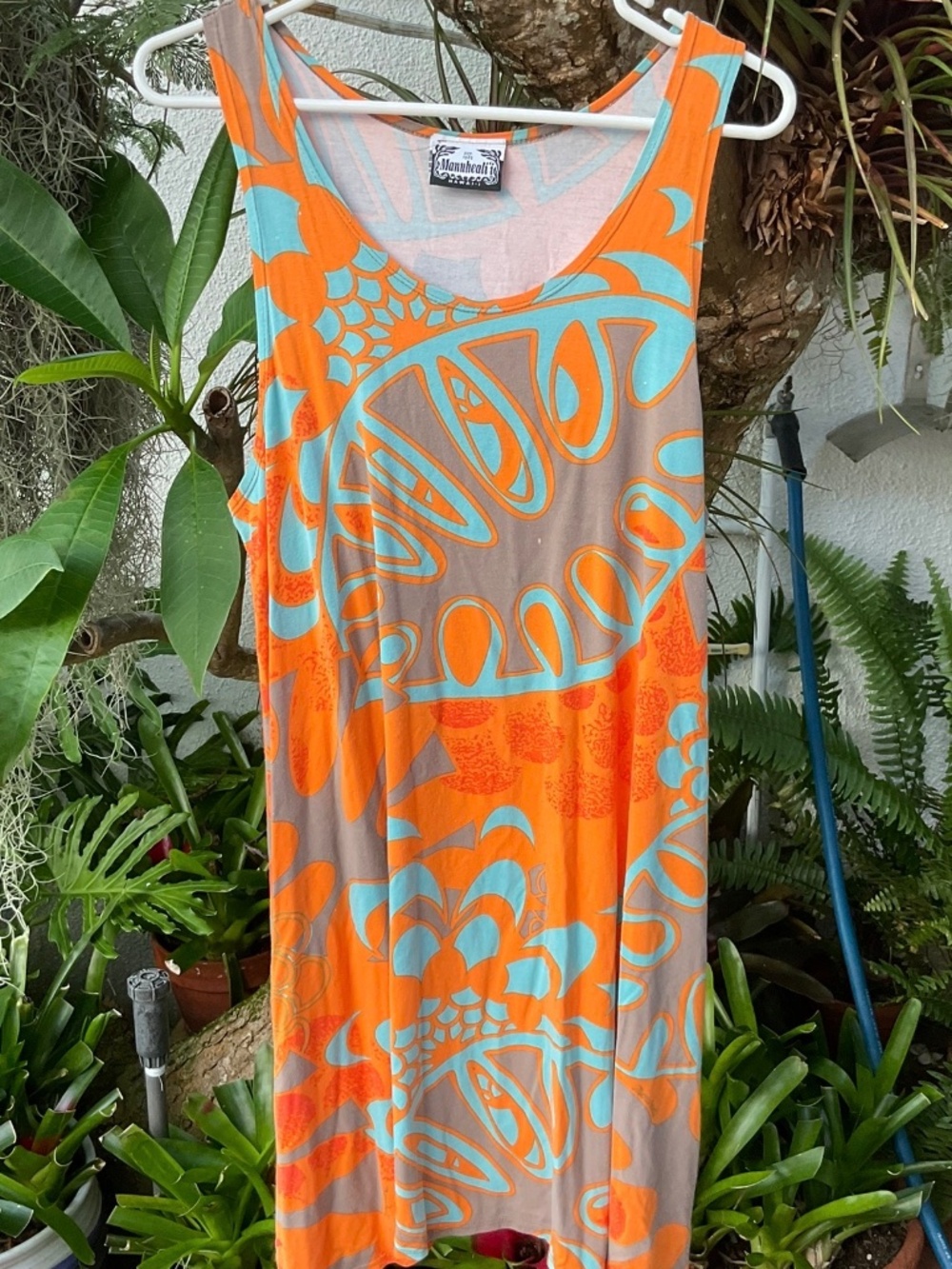 Manuheali’i Beautiful Orange Tropical Dress  Size L
